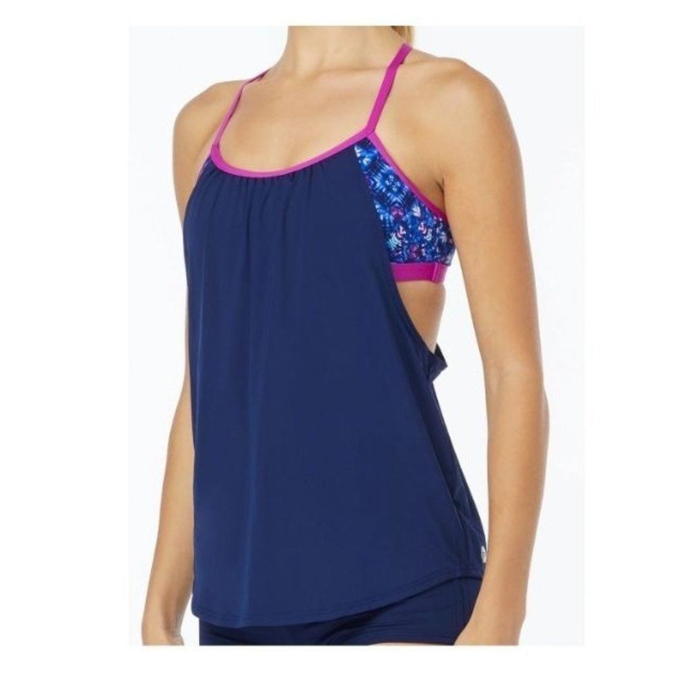 TYR WOMEN'S SHEA 2-IN-1 TANK - SANTA CRUZ, NAVY / PURPLE, S (4/6)
